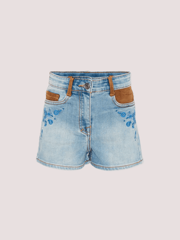 Shorts in denim con ricami floreali Z9G401 7015 /062S ERMANNO SCERVINO KIDS 