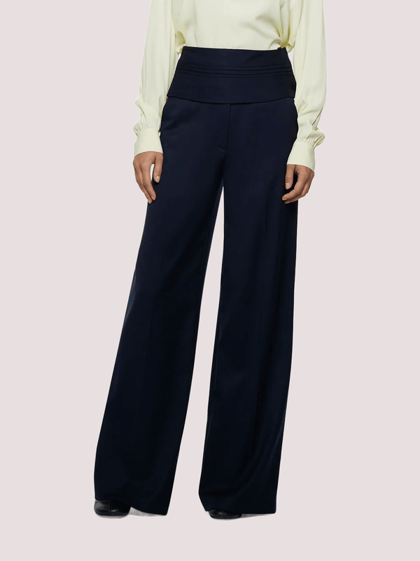 Pantaloni larghi con risvolto in pettinato comfort A25CPPA00201 /V0744 SIMONA CORSELLINI 