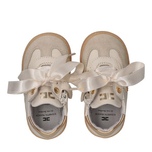 Sneakers in pelle con zip laterale e logo oro butter/gold F1A9 E0494 1877 /A725 ELISABETTA FRANCHI La Mia Bambina 
