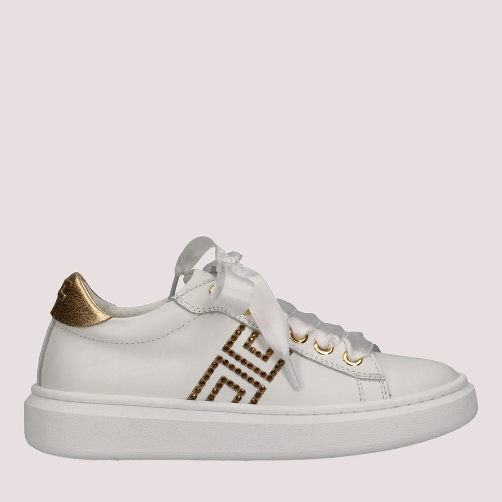 Sneaker low cut con logo cc ivory white/gold F4A9 E0504 0092 /B093 ELISABETTA FRANCHI La Mia Bambina 