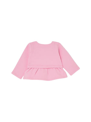 Felpa aperta bambina rosa con applicazione ciliegia