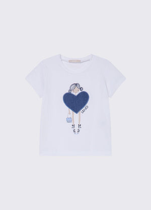 T-shirt con stampa e strass KA6118 JS003 /P9532 LIU JO 