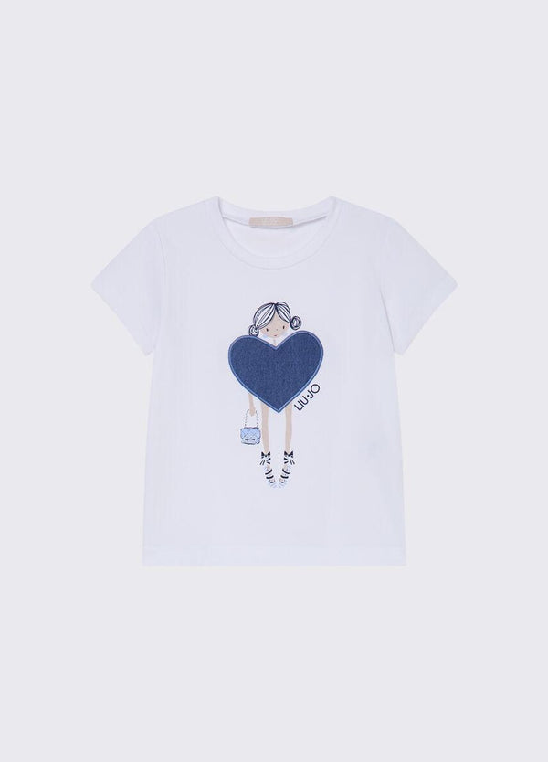 T-shirt con stampa e strass KA6118 JS003 /P9532 LIU JO 