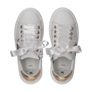 Sneaker low cut con logo cc ivory white/gold F4A9 E0504 0092 /B093 ELISABETTA FRANCHI La Mia Bambina 