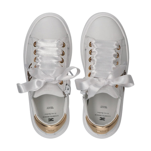 Sneaker low cut con logo cc ivory white/gold F4A9 E0504 0092 /B093 ELISABETTA FRANCHI La Mia Bambina 