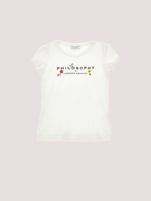 T-shirt logo e fiorellini I1G613 7201 /1 PHILOSOPHY KIDS 