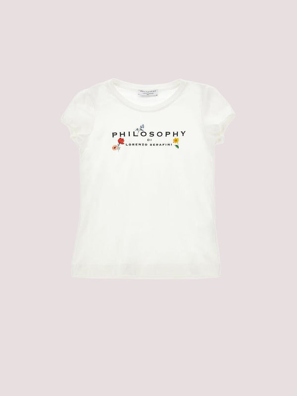 T-shirt logo e fiorellini I1G613 7201 /1 PHILOSOPHY KIDS 