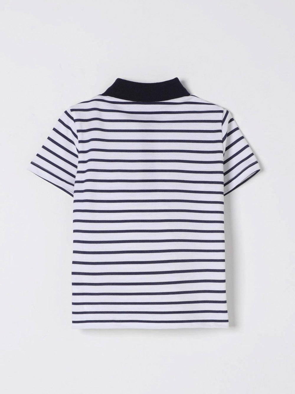 Polo bambino a righe blu e avorio in cotone