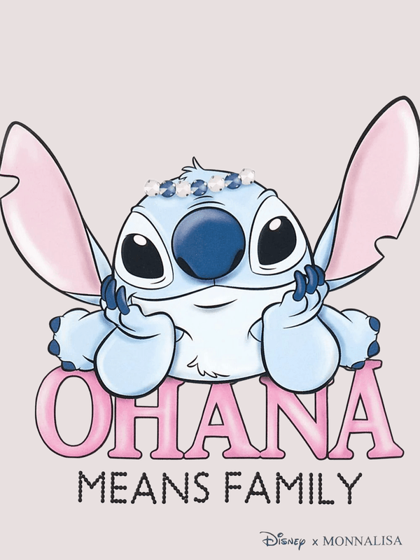 T-shirt per bambina Disney x Monnalisa bianco con stampa grafica Stitch<BR/> 19F618 6013 /0001 MONNALISA 