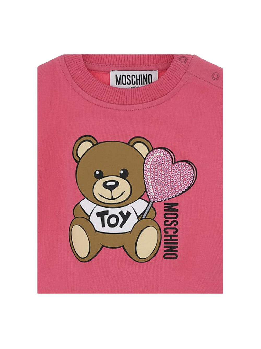 Felpa bambina rosa azalea con orsetto e cuore glitterato