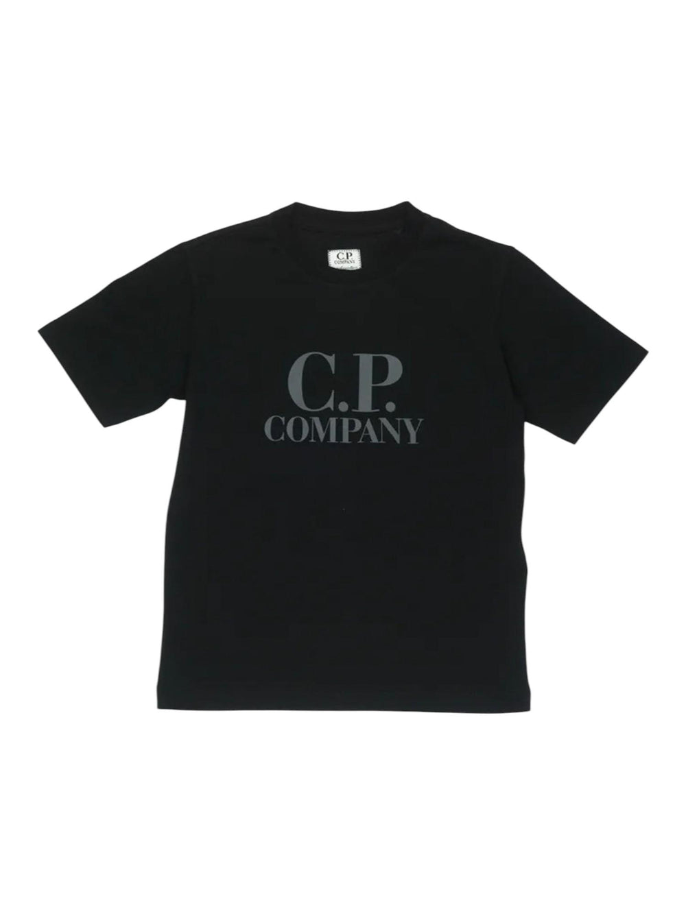 T-shirt bambino nera in cotone con maxi stampa logo