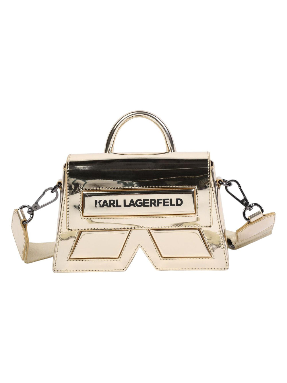 Borsa bambina oro metallizzato con tracolla logata