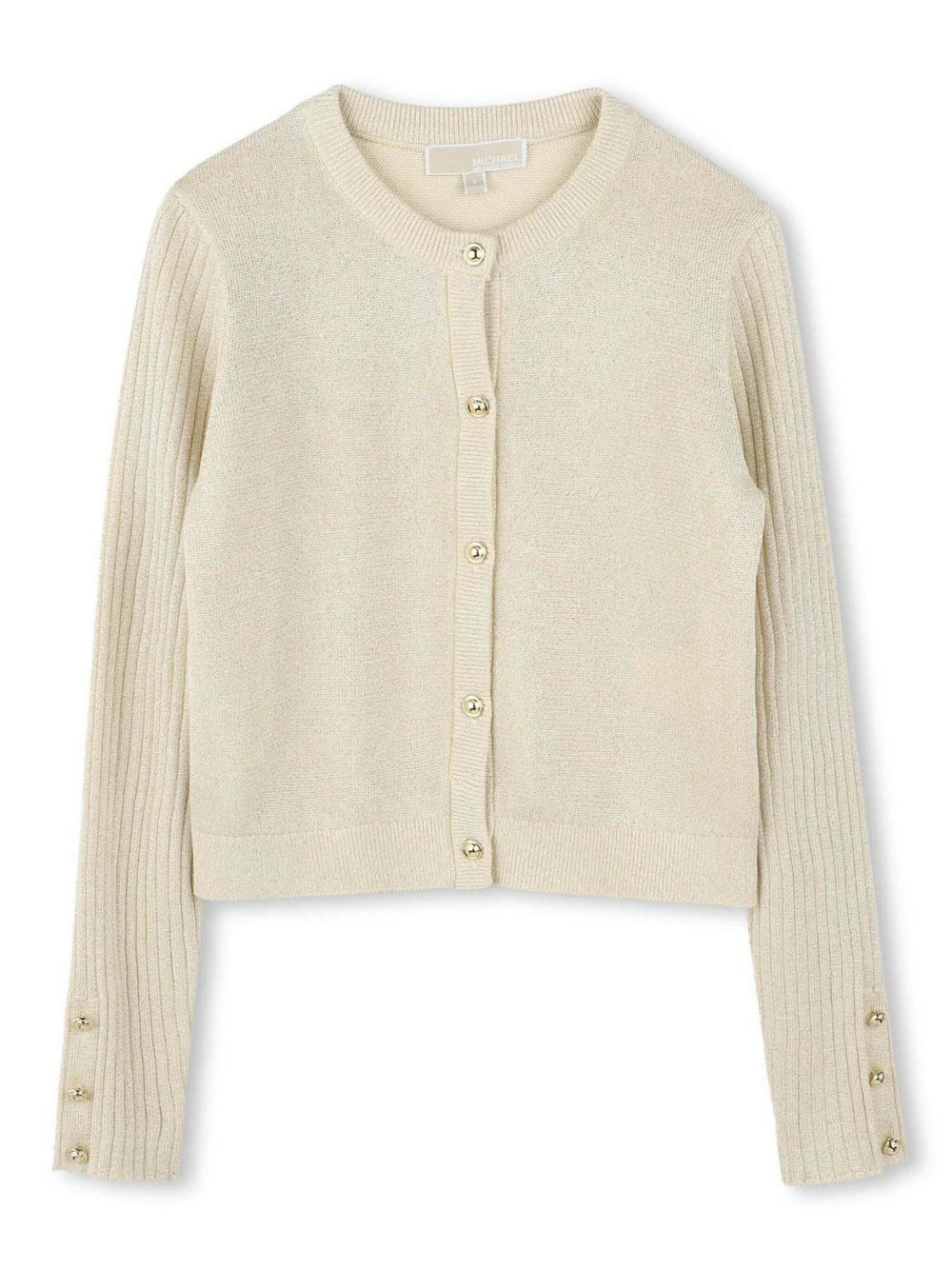 Cardigan bambina color oro chiaro con bottoni dorati