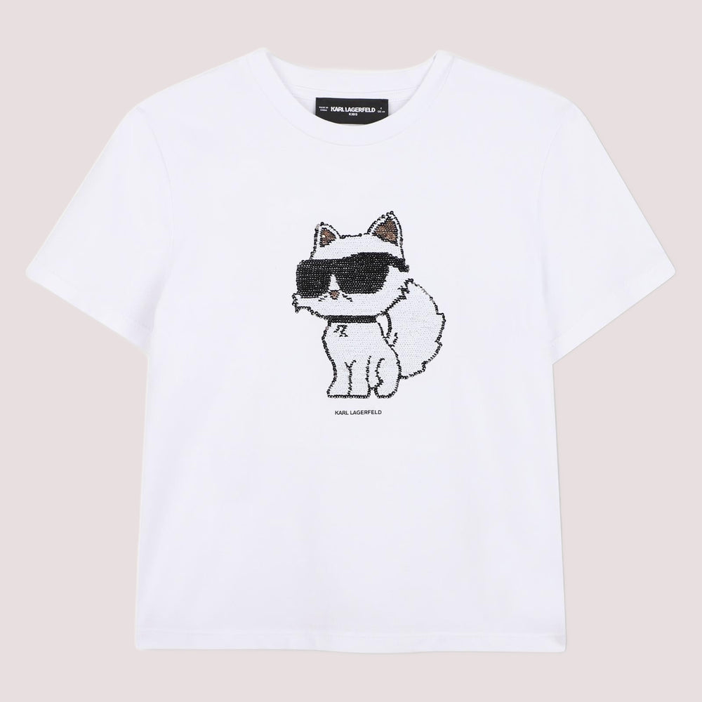 T-shirt con logo in paillettes reversibili Z31153 /10P KARL LAGERFELD 