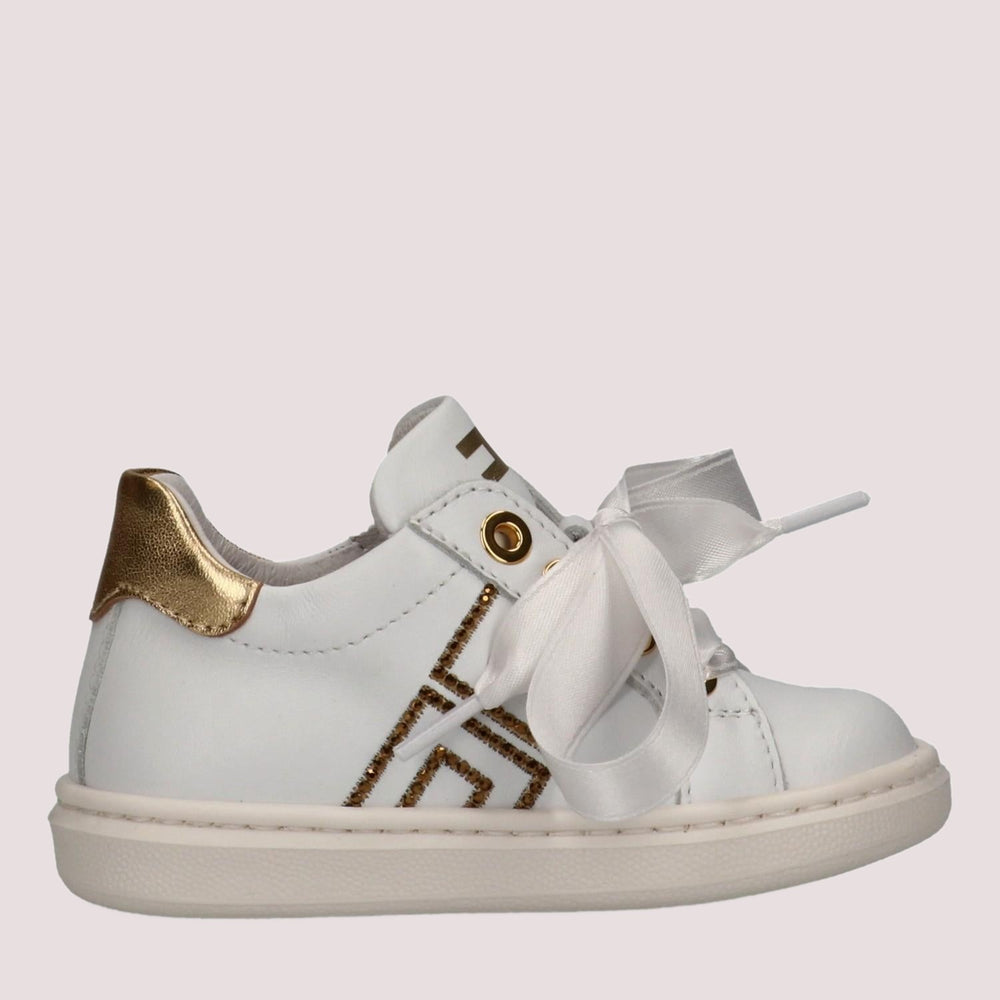 Sneaker con lacci in raso e zip laterale bianco/avorio F1A9 E0490 0092 /B093 ELISABETTA FRANCHI La Mia Bambina 