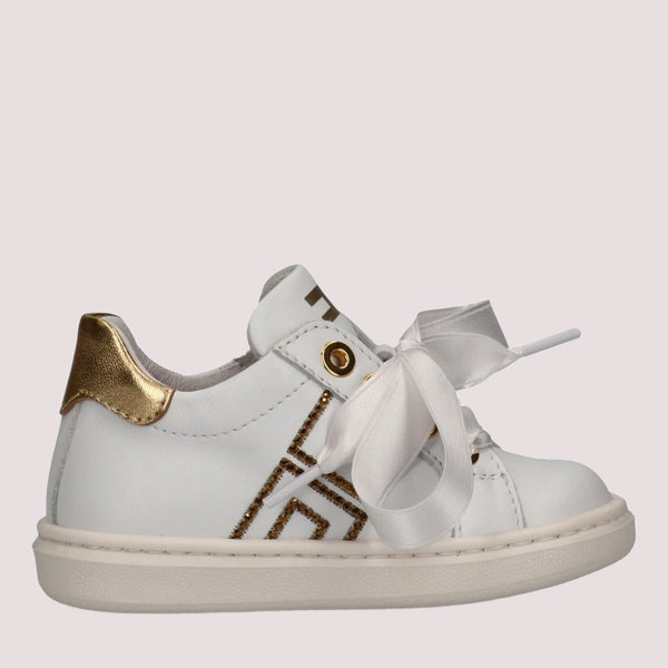 Sneaker con lacci in raso e zip laterale bianco/avorio F1A9 E0490 0092 /B093 ELISABETTA FRANCHI La Mia Bambina 