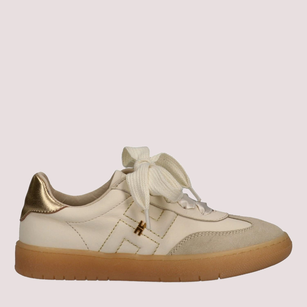 Sneakers basse con fiocco e dettaglio metallico butter/gold F4A9 E0510 1877 /A725 ELISABETTA FRANCHI La Mia Bambina 