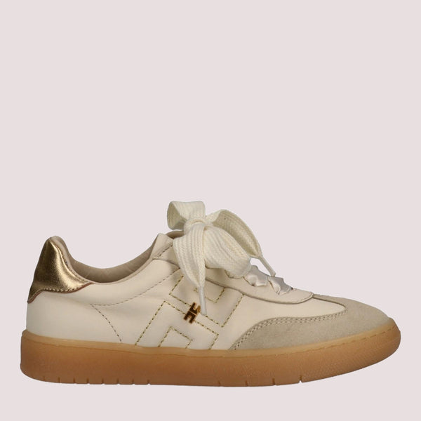 Sneakers basse con fiocco e dettaglio metallico butter/gold F4A9 E0510 1877 /A725 ELISABETTA FRANCHI La Mia Bambina 
