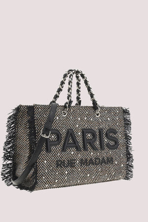 Harris tote 1516 /UNICA/TWEED BLACK RUE MADAM PARIS 