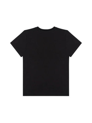 T-shirt bambina nera con orsetto DJ e logo