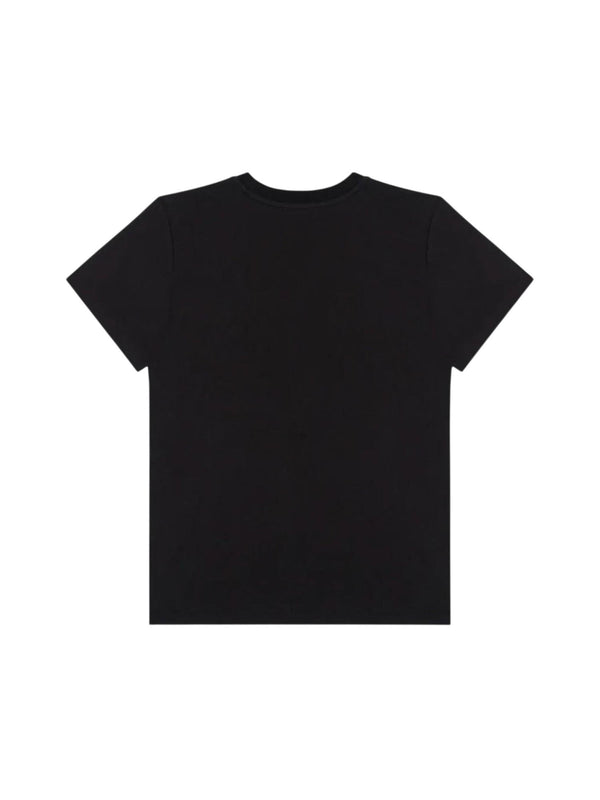 T-shirt bambina nera con orsetto DJ e logo