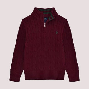 Maglione in cotone a trecce con zip a un quarto 323868894 /23 POLO RALPH LAUREN 