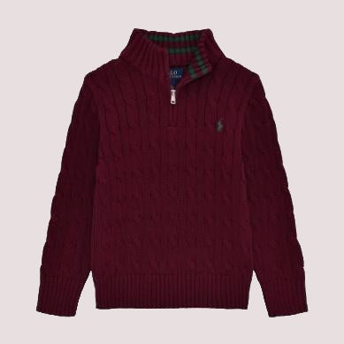 Maglione in cotone a trecce con zip a un quarto 323868894 /23 POLO RALPH LAUREN 