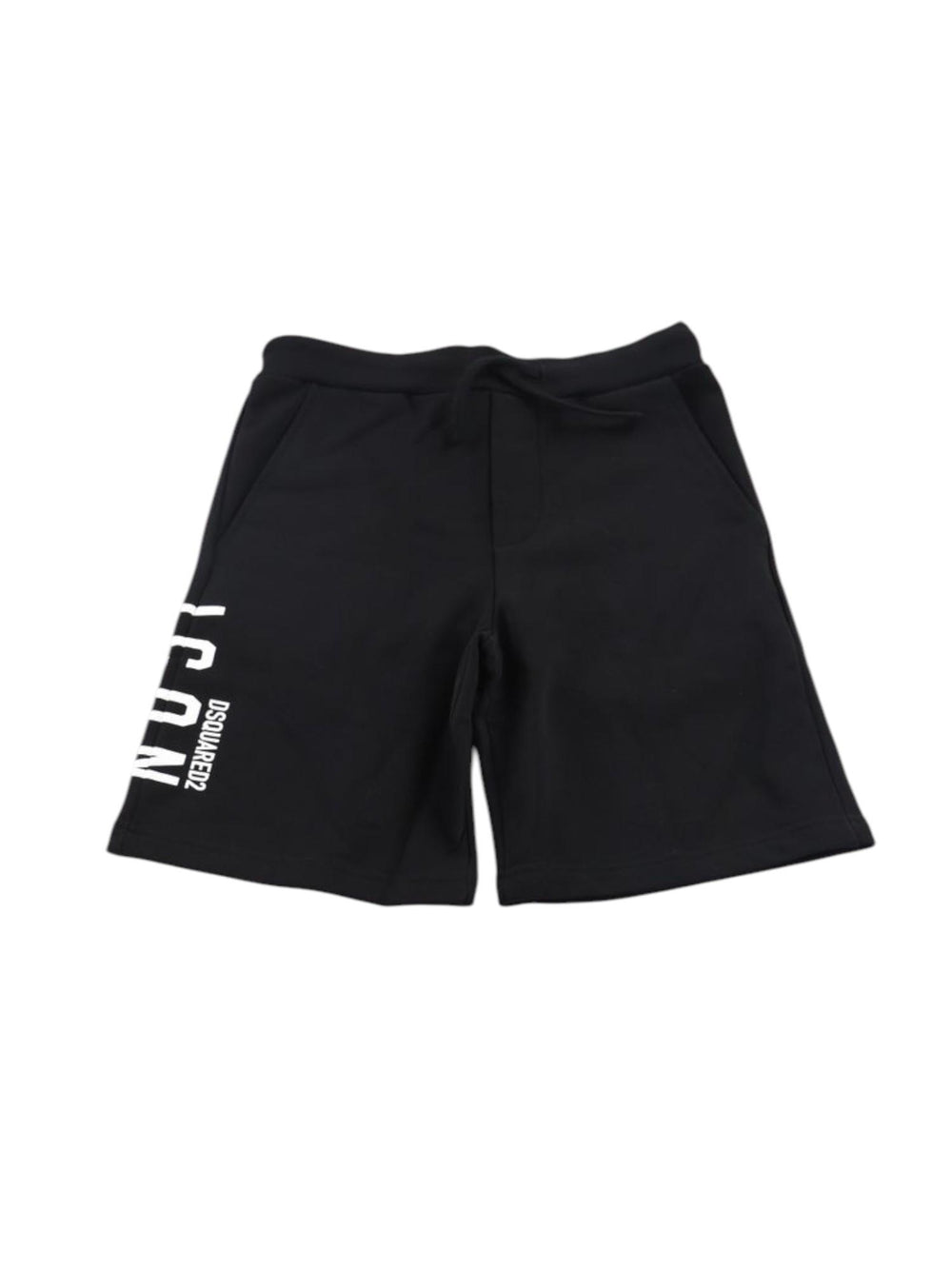 Shorts bambino neri con stampa Icon