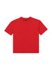 T-shirt bambino rossa in cotone rigenerativo con logo