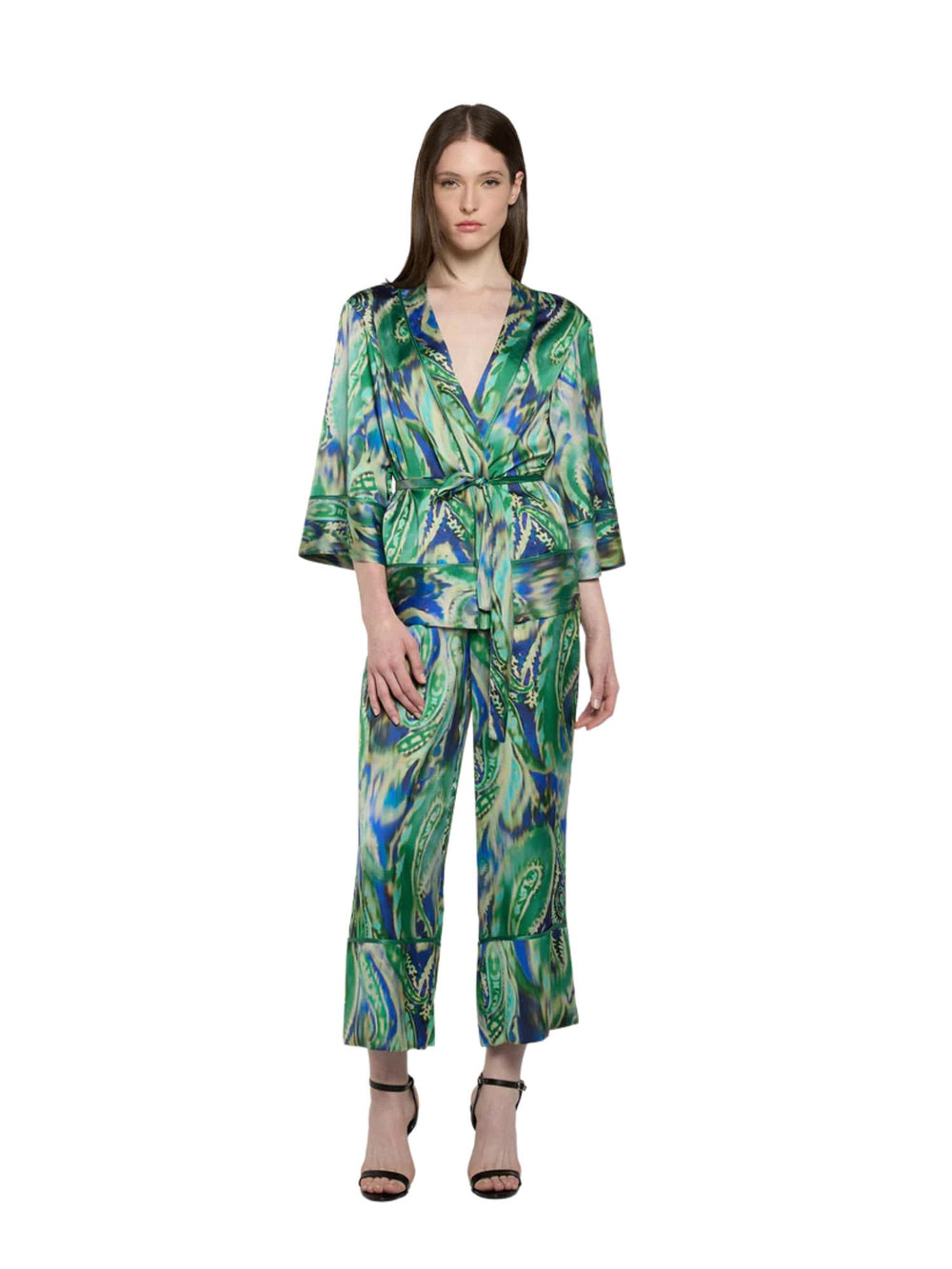 Giacca donna kimono stampata con cintura