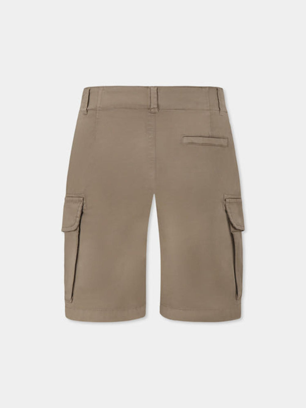Bermuda bambino beige in cotone stretch con tasche cargo