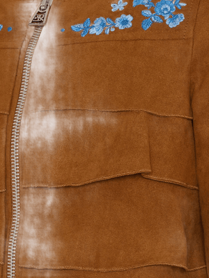 Giacca in suede con ricami floreali Z9G100 7731 /0005 ERMANNO SCERVINO KIDS 