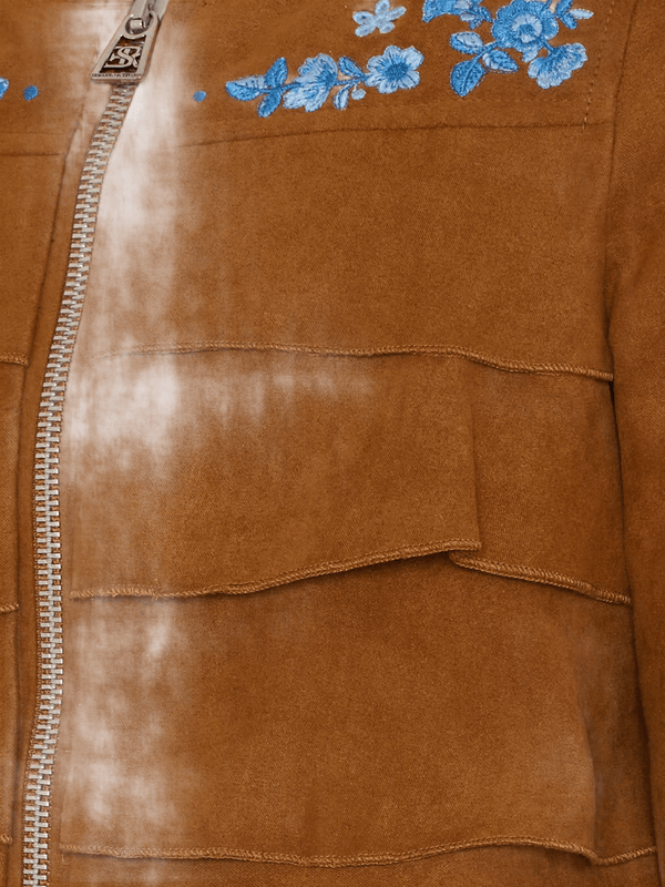 Giacca in suede con ricami floreali Z9G100 7731 /0005 ERMANNO SCERVINO KIDS 