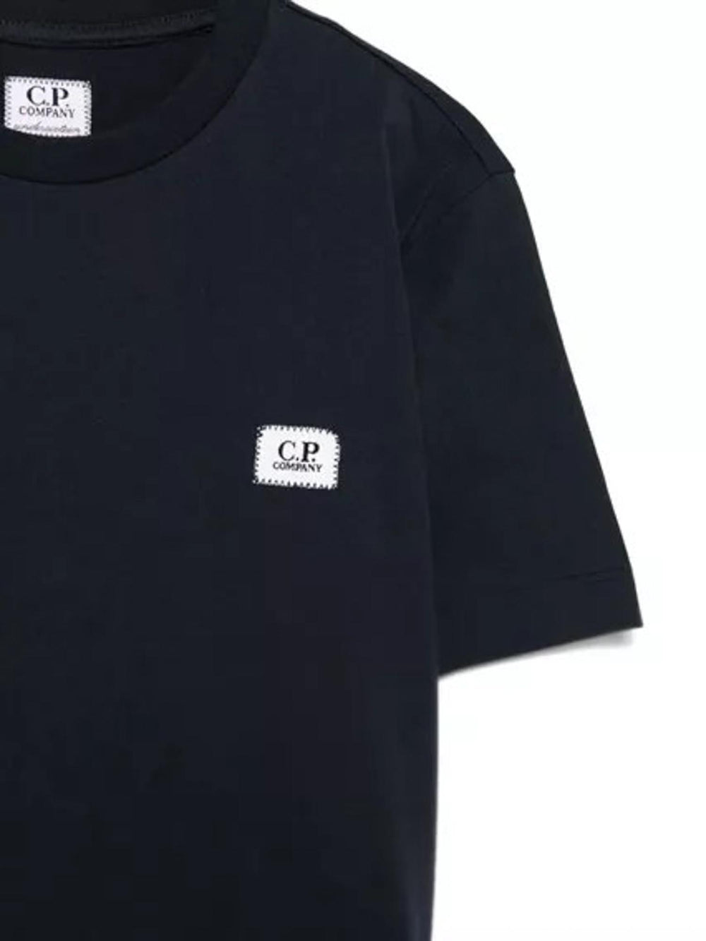 T-shirt bambino blu scuro in cotone con logo patch