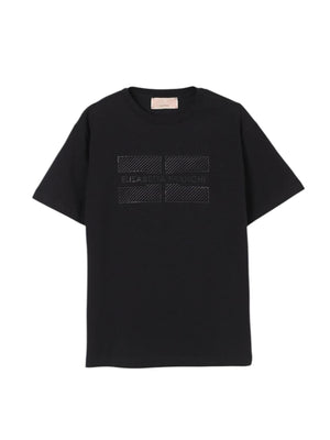 T-shirt bambina nera con logo frontale