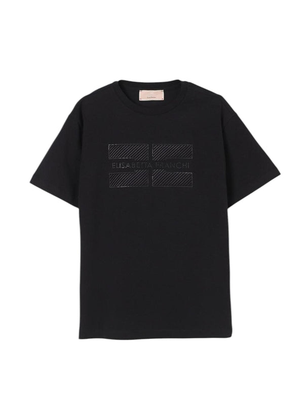 T-shirt bambina nera con logo frontale