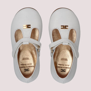 Scarpine mary jane con logo cc ivory white F1A3 E0472 1733 /3139 ELISABETTA FRANCHI La Mia Bambina 