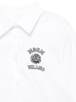 Camicia cropped con logo varsity stampato S6MSJGSI026 /001 MSGM KIDS 