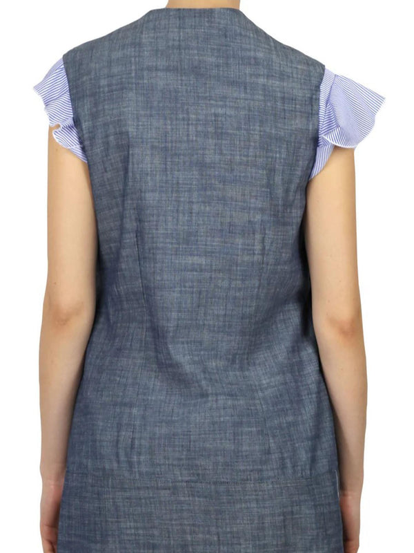 Gilet donna smanicato in cotone e lino