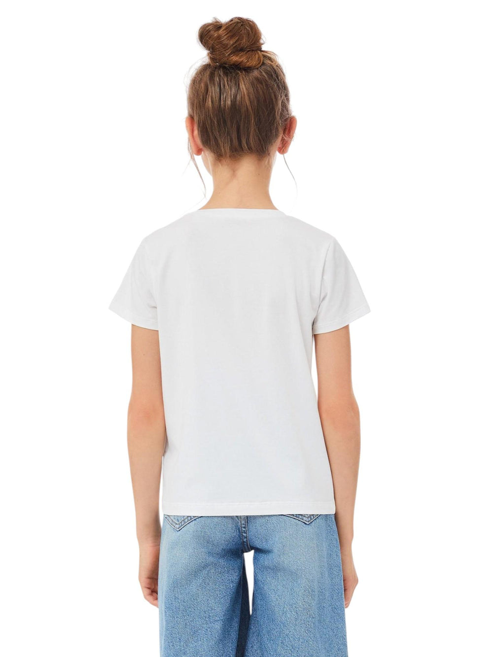 T-shirt bambina bianca con logo rosa