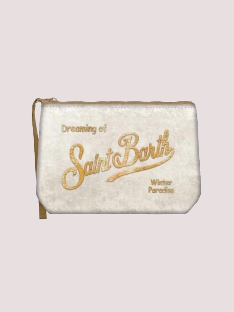 Mc2 Saint Barth pochette aline in velluto panna con logo ricamato ALI0014 /01346I MC2 SAINT BARTH 