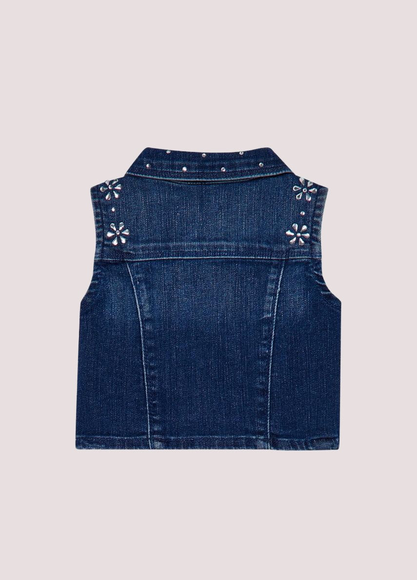 Gilet in denim con ricami gioiello KA6071 D3246 /79069 LIU JO 