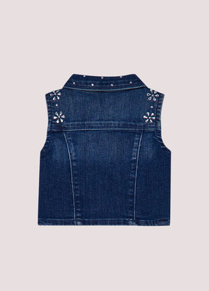 Gilet in denim con ricami gioiello KA6071 D3246 /79069 LIU JO 
