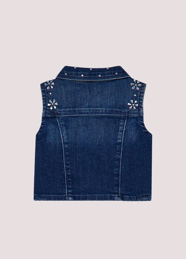 Gilet in denim con ricami gioiello KA6071 D3246 /79069 LIU JO 