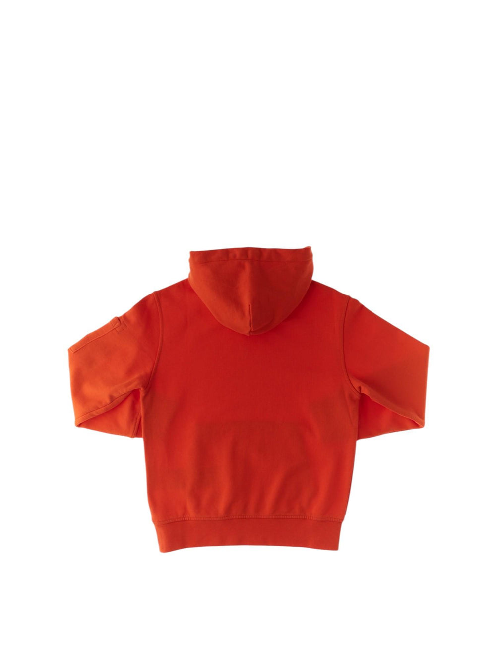 Felpa bambino rosso mandarino in cotone con cappuccio e lente