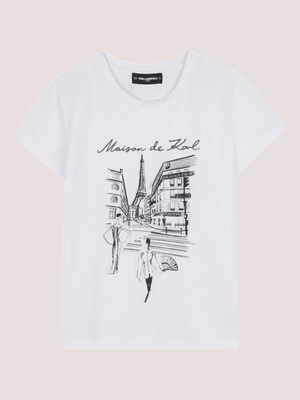 T-shirt  bianca con stampa Maison de Karl<BR/> Z30939 /10P KARL LAGERFELD 