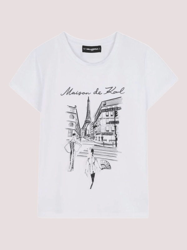 T-shirt  bianca con stampa Maison de Karl<BR/> Z30939 /10P KARL LAGERFELD 