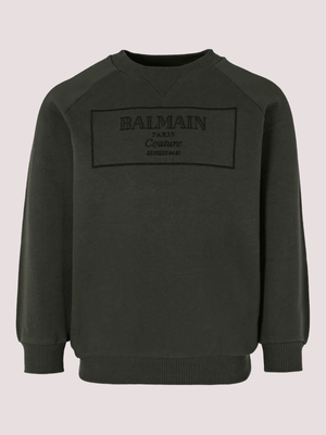 Felpa verdone  per bambini con logo BX4P80 Z3183 /762NE BALMAIN 