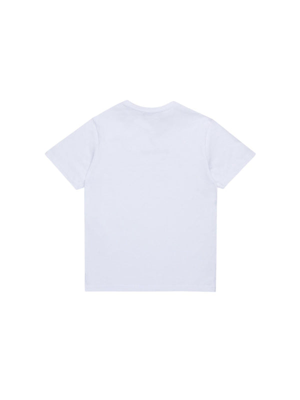 T-shirt bambino bianca con foglia dacero rossa