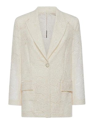 Giacca donna panna in pizzo con paillettes
